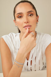 Silver Earring, White Rhodium, Natural Blue Topaz + Give Magic Gift